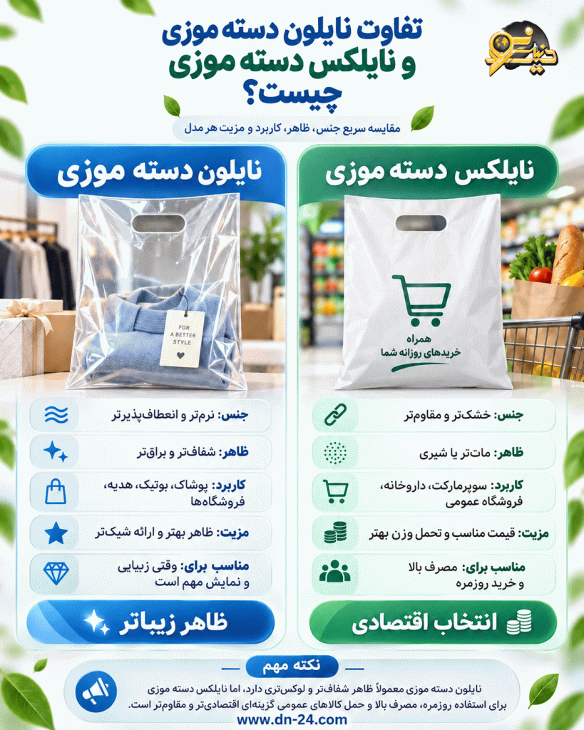 تفاوت نایلون دسته موزی و نایلکس دسته موزی
