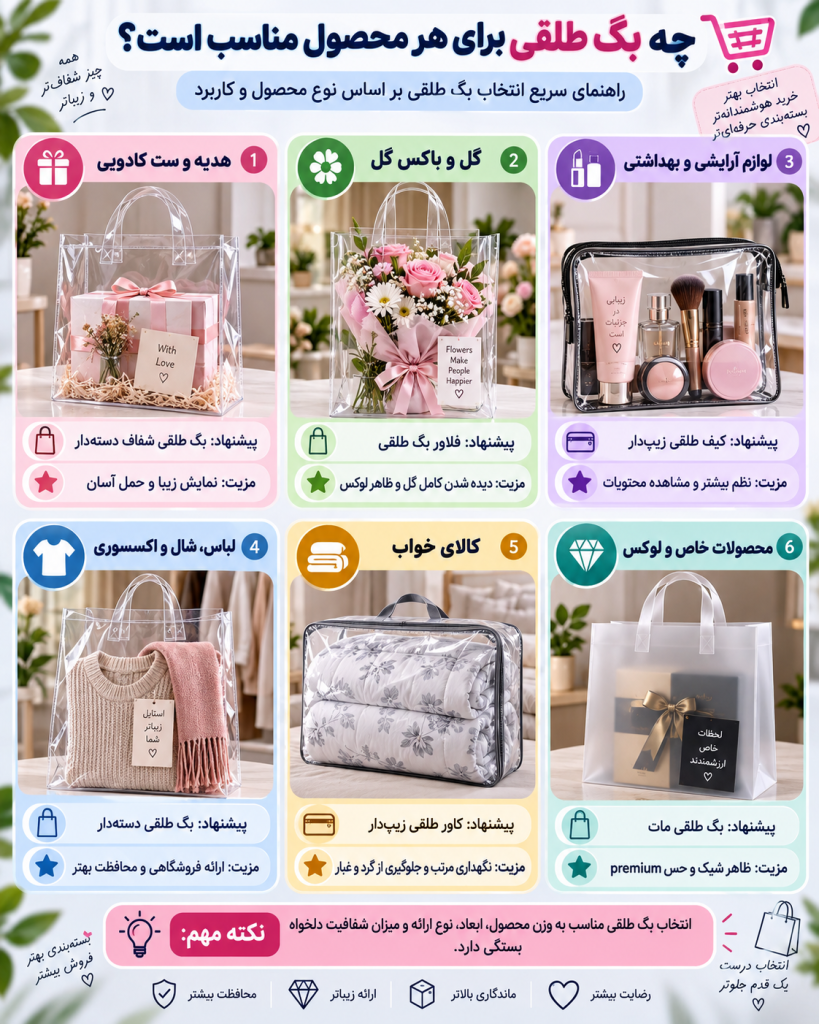 چه بگ طلقی برای هر محصول مناسب است؟